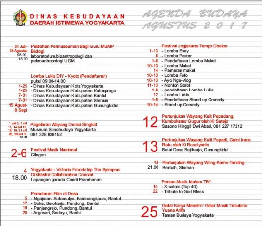 Agenda Budaya DIY Bulan Agustus