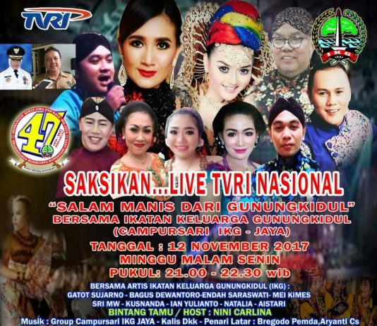 LIVE TVRI Nasional – Salam Manis Dari Gunungkidul (12 November 2017)