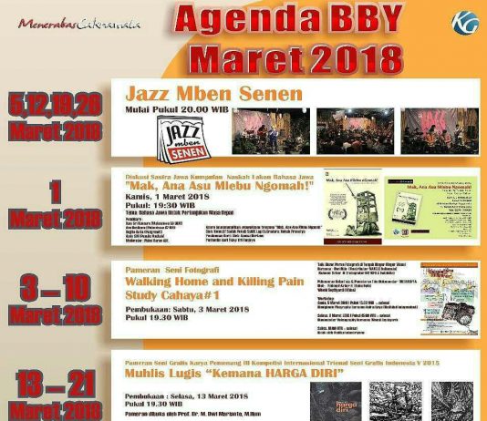 Agenda Bentara Budaya Yogyakarta (BBY) Maret 2018