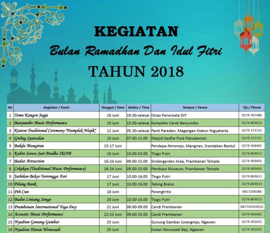 Agenda Kegiatan Bulan Ramadhan dan Idul Fitri 2018