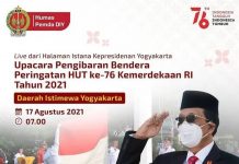 Sambutan Upacara Bendera Detik-Detik Proklamasi Kemerdekaan ke-76 RI Tahun 2021 di Daerah Istimewa Yogyakarta.
