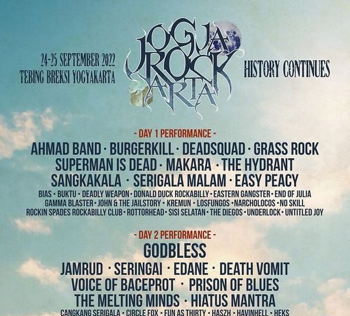 JogjaROCKarta Festival #5 / 2022 “History Continues” (24 &25 September 2022)