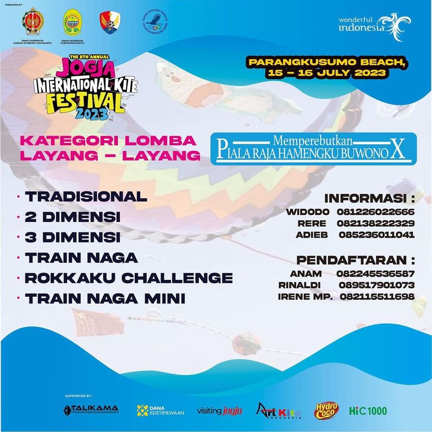 Jogja International Kite Festival 2023(1516 Juli 2023) Dinas